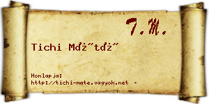 Tichi Máté névjegykártya